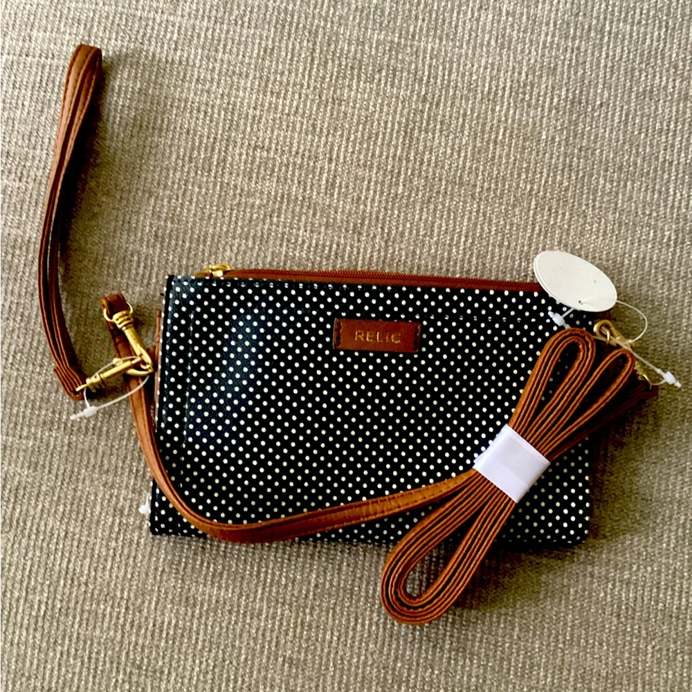 Relic black polka dot crossbody
